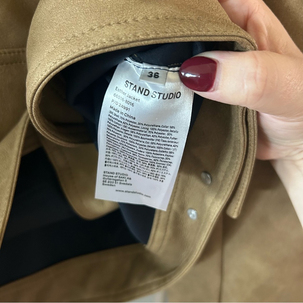 NWT Stand Studio Esther Jacket Free People Collared Faux Leather Trucker - Picture 8 of 9